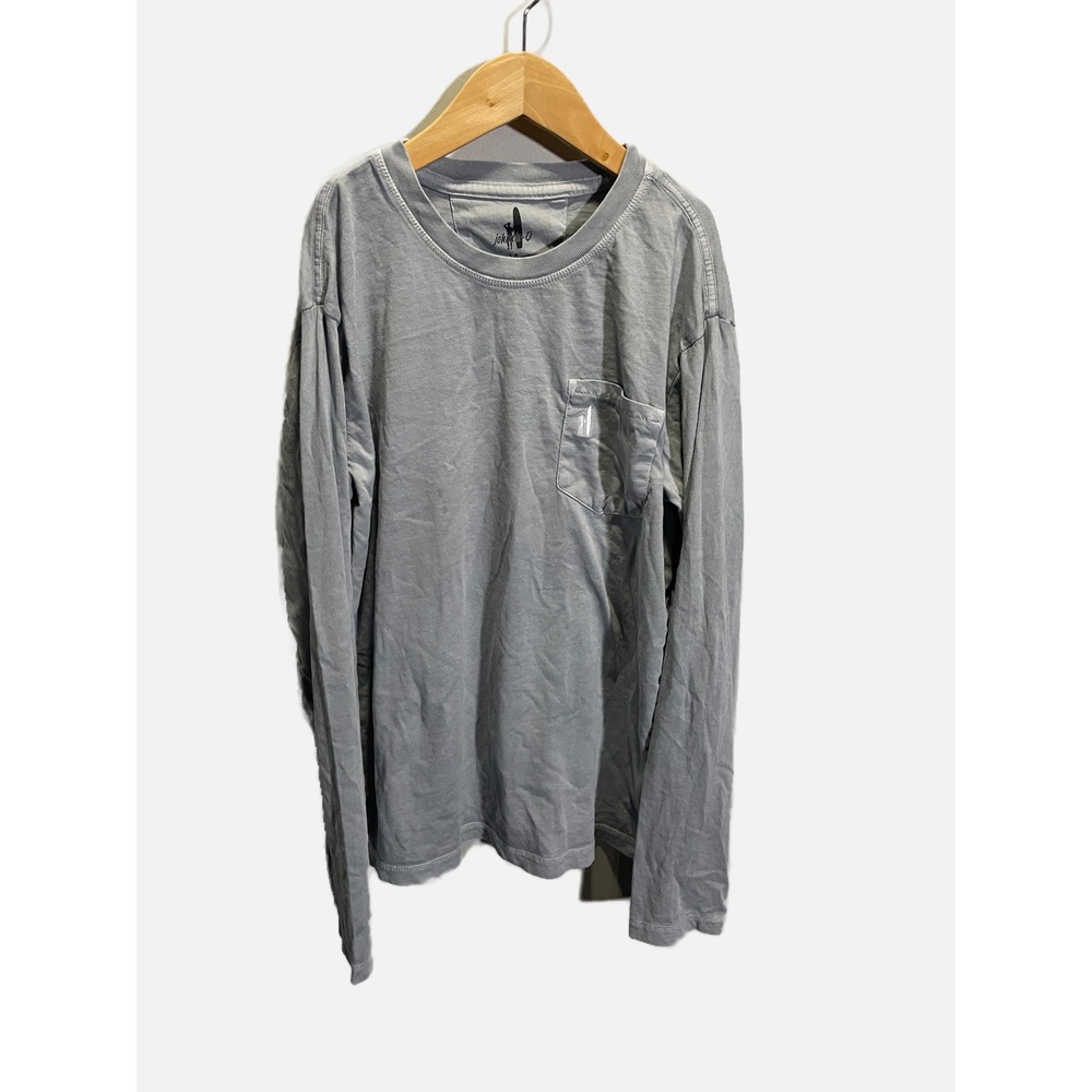 Johnnie-O Long Sleeve Tee Kids 14 Blue Gray Pocket Cotton Casual Surf Coastal